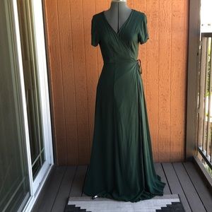 Morning Lavender Dark Green Tie Wrap Dress